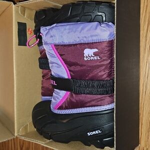 Sorel Black and Purple Snow Boots Size 12 Kids